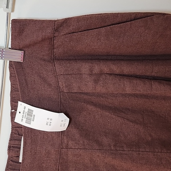 NWT Abercrombie&Fitch 53% Linen Pleated Wide Leg Pants Chocolote Brown Sz M - Picture 7 of 16
